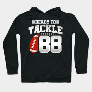 88th Birthday Football Mom Tackle Football Hoodie